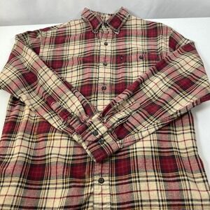 G.H. Bass & CO Men's Red Plaid 100% Cotton Flannel Outdoor Shirt Size Medium